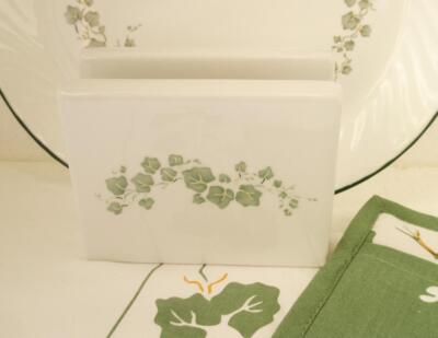   NIB CORELLE Coordinates CALLAWAY IVY Napkin Holder Letters PORCELAIN