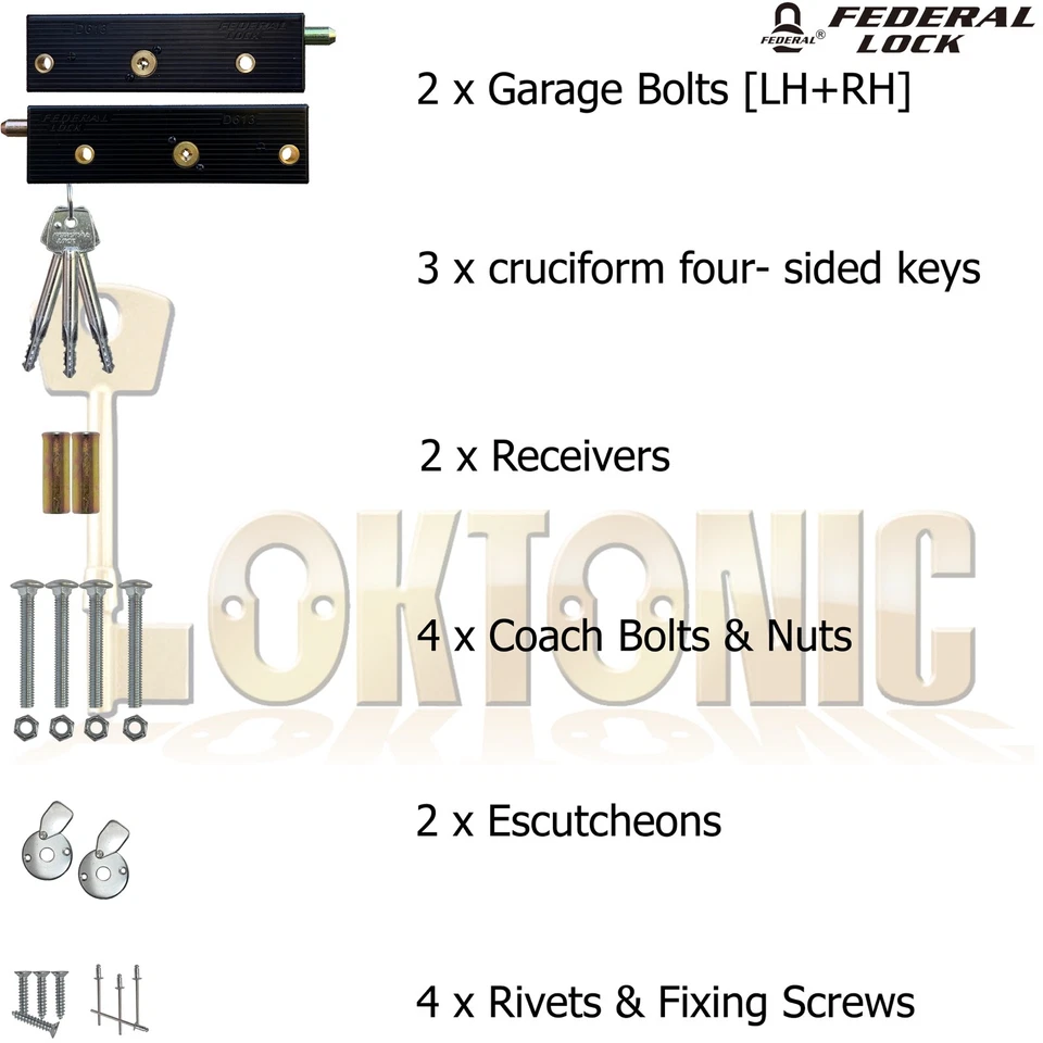 Federal Enfield Genuine Original Garage Door Bolts Lock One PAIR MK9 NEW 2024 - Image 3 of 4