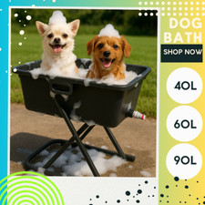 🛁 Dog Pet Washing Tub Bath with Stand 40L/60L/90L – Drain Valve Hose Connector
