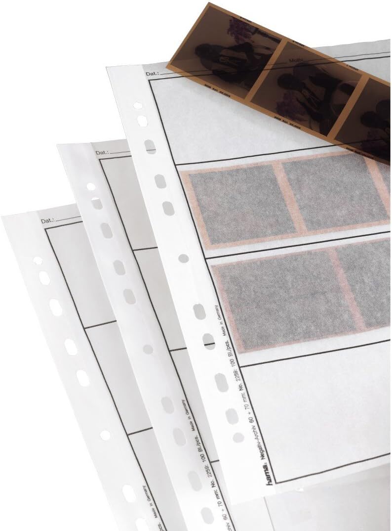 HAMA Fogli per archivio negativi medio formato - 100 pz., Trasparente