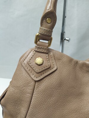 Marc by Marc Jacobs Classic Q Taupe Brown Pebbled Leather Shoulder