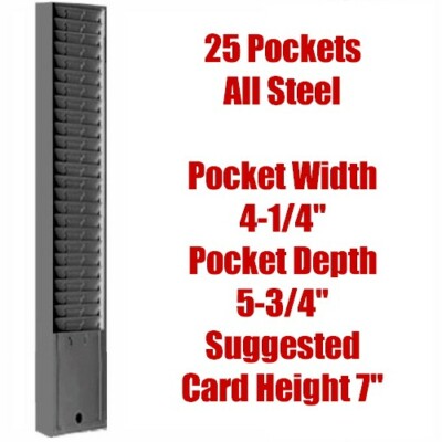 Steel Time Card Rack, 25 Pockets (4-1/4