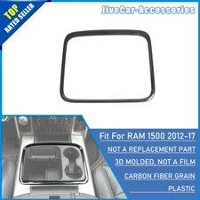 Console Storage Box Cup Holder Cover Trim Sticker For Dodge RAM 2015-2017 Carbon