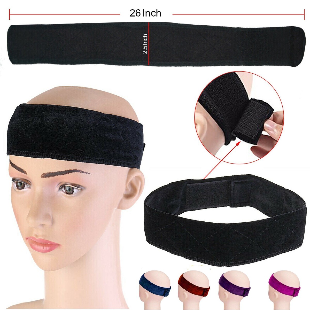 Diadema antideslizante ajustable cómoda bufanda con agarre extra para peluca