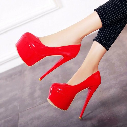 Zapatos De Fiesta Mujer Alta Charol Tacón Stiletto Plataforma Prendas para  club nocturno Bombas Nuevo | eBay