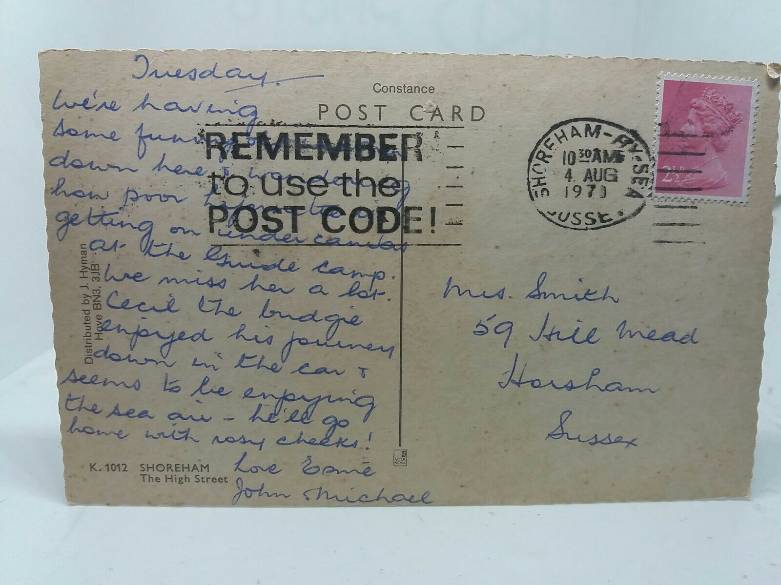 Shoreham High Street Sussex 1961 Vintage Postcard Southdown Post Office