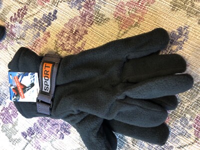 Men s fleece winter gloves subzero fleece with lining gray one size NWT