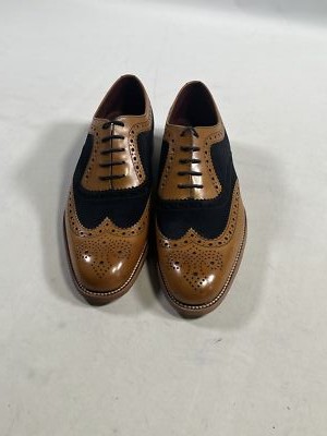 Mens Design Loake Tan Thompson Brogue Oxford Leather Dress Shoes 8F NEW 