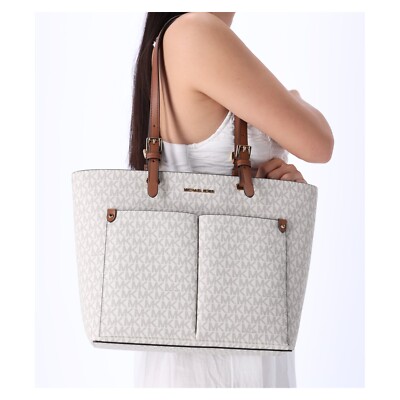 Michael Kors Jet Set Medium Leather Pocket Tote Michael Kors Jet