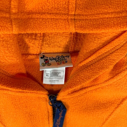Vintage Disney World Mickey Mouse Youth XL Orange Blue 1/4 Zip Hoodie Pullover - Picture 3 of 9