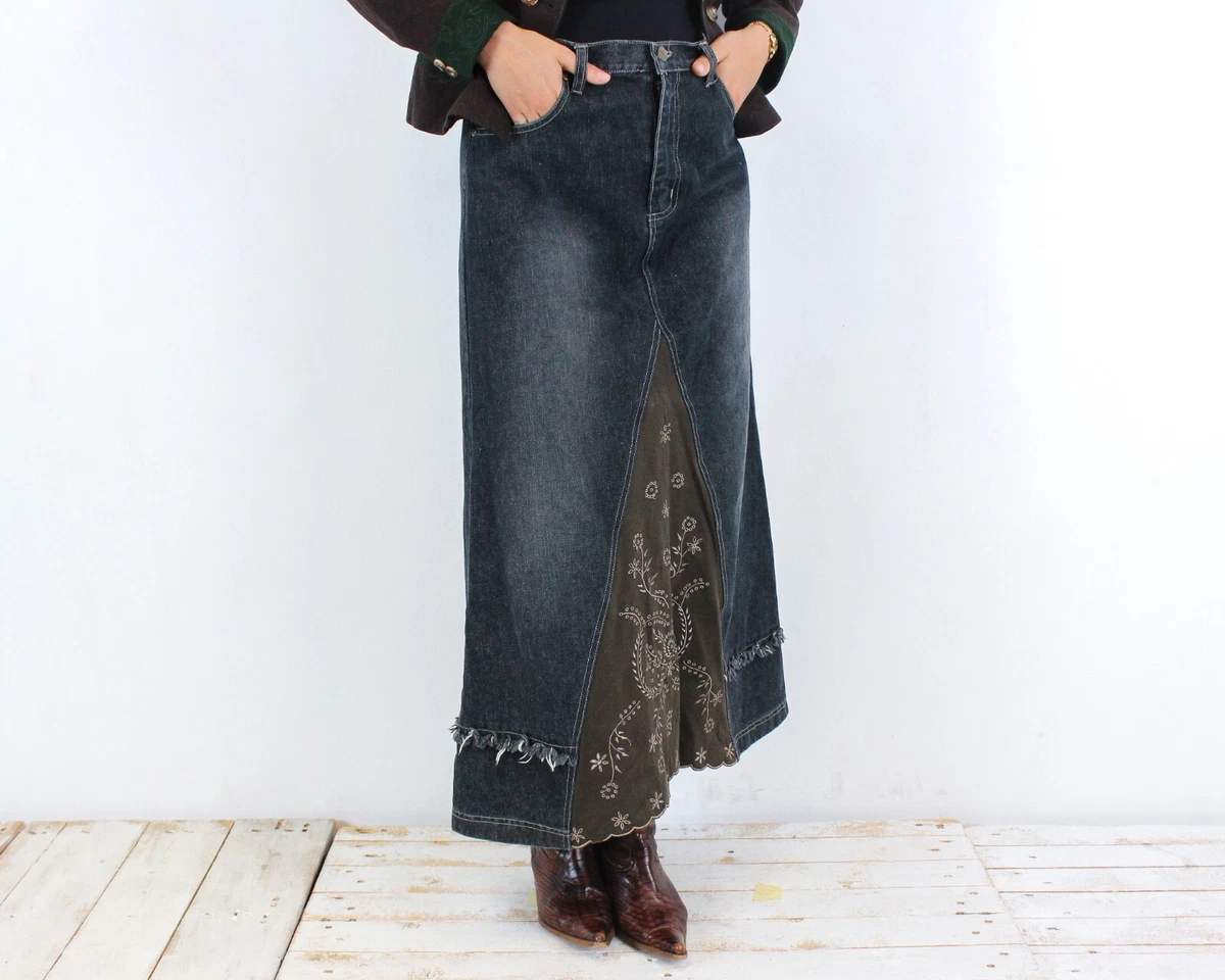 Maxi denim skirt clearance ebay