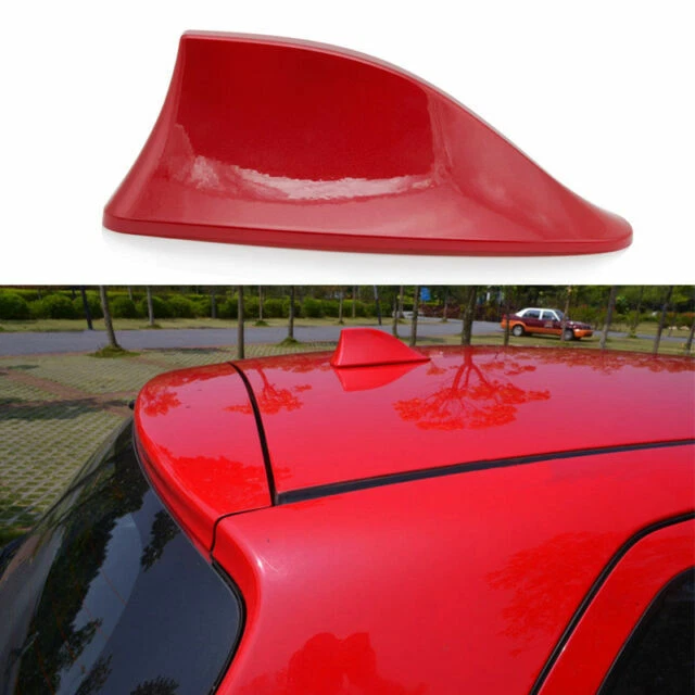 Radio antena aleta de tiburón techo coche AM FM señal aérea universal para sedán SUV ROJO Foto 3 de 4