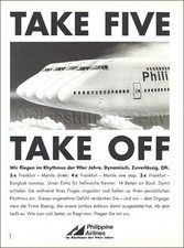 1991 PHILIPPINE Airlines BOEING 747 ad SKYBEDS advert IN THE RHYTHM OF THE 90s.