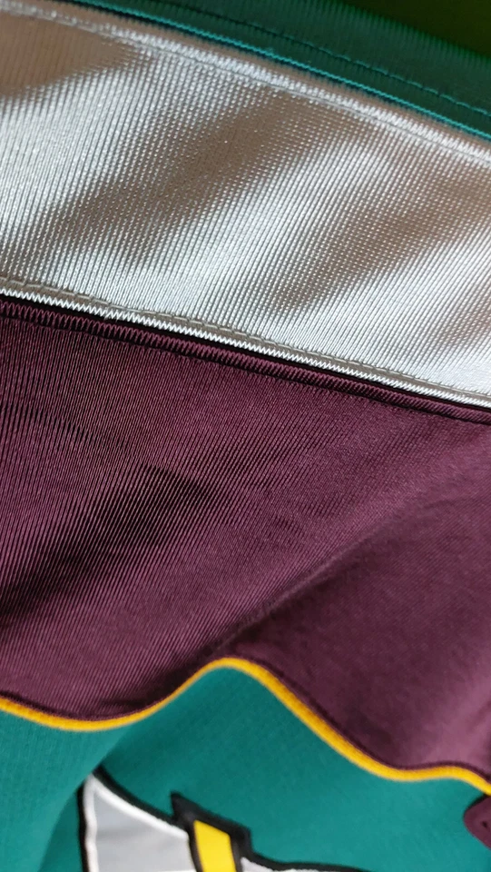 VIDEO XL Hombres Anahiem Mighty Ducks Jersey Anaheim Starter Jade Verde PUFFY Logo Foto 4 de 4