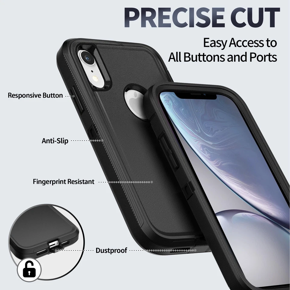 For Apple iPhone XR Xs Max Case Cover Shockproof Series Fits Defender Belt Clip - Image 3 of 4