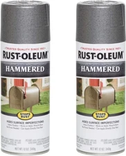 Rust-Oleum 7214830 Stops Rust Hammered Spray Paint, 12 Oz, Gray, Pack of 2