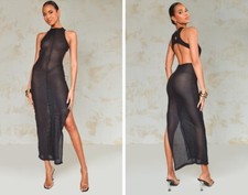 Brand New With Tags PLT Black Cut Out Backless Midaxi Dress U.K 16