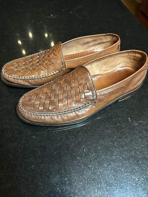 Alfani Shoes Mens Size 12 Dress Slip On Loafers Flats Brown Leather