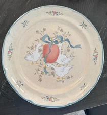 Geese ribbon stoneware dinner plates