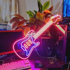 Neon Light sign Guitar Shape for your Room Wall or Studio wall for decoration