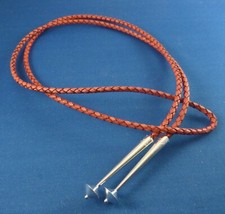 NEW Genuine leather RED BROWN 4mm 43" BOLO cord w Sterling plain hogan TIPS