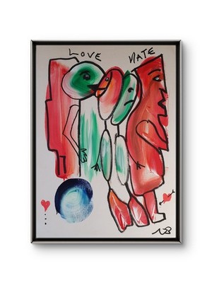 FIGURATIVE POP ART 12x16 ABSTRACT EXPRESSIONIST ORIGINAL PAINTING CANVAS RED