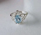 Vintage Blue Topaz Sterling Silver Ring - Size 7.25