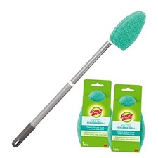 Extendable Tub Tile Scrubber Kit, Includes 1 Handle and 3 Non-Scratch