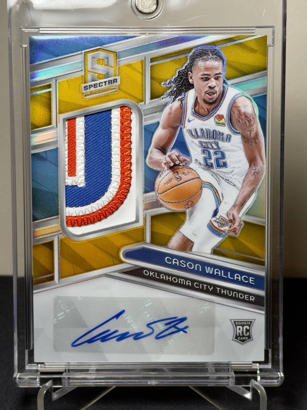 2023-24 Panini Spectra Gold 03/10 Rookie Patch Auto Cason Wallace [RPA] Thunder