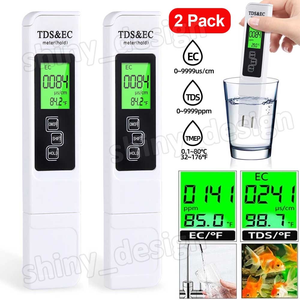 2pcs TDS Meter Digital Tester Water Quality Testing Kits Drinking Water Test Pen