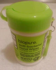 Biopure Plant Based Fiber Antibacterial Travel Size Hand Wipes Keychain 