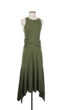 Anthropologie Kingsolver Olive Green Ribbed Racerback Midi Dress Size Small