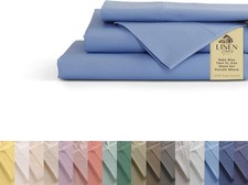 Linen Home 100 Cotton Percale Sheets Twin XL Size, XL, 05 - Baby Blue