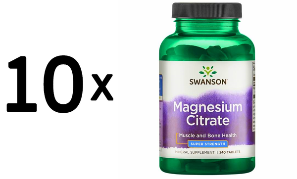 10 X Swanson Magnesium Citrate, 225Mg Super-Strength - 240 Tabs (166,66 Eur/Kg)-image