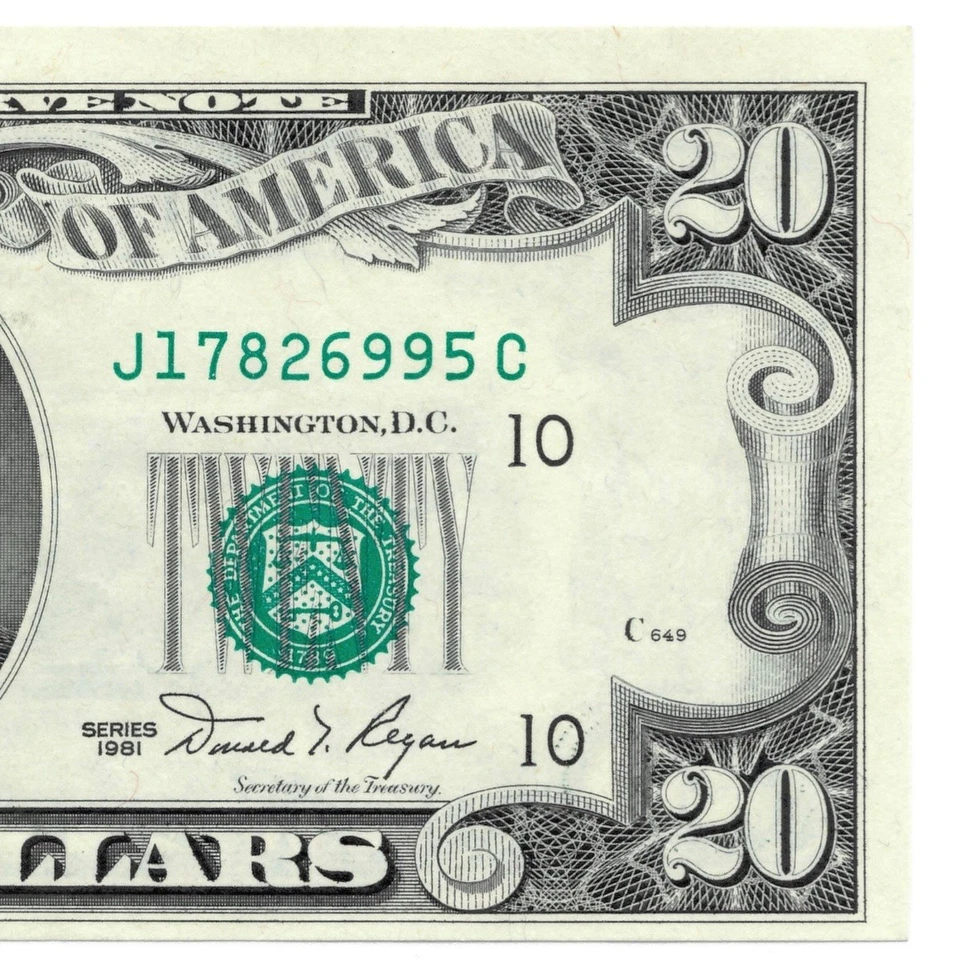 1981 $20 Federal Reserve Note - Kansas City - Bright Paper - Minor Margin Stain - Image 4 of 4