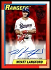 2025 Topps 1990 Baseball RED Wyatt Langford Auto 5/5 Rangers #90AU-WL C70