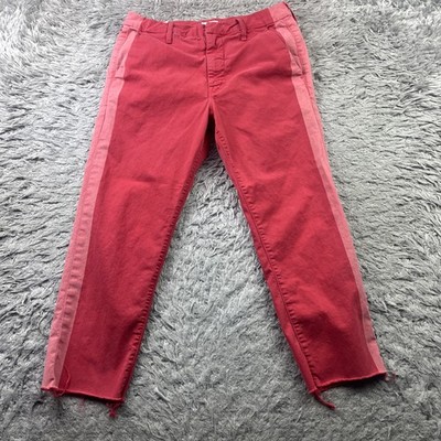 Mother The Shaker Prep Fray Chino Pants Red USA 28 distressed Cropped Act 30x23