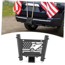  Dual Flag Pole Holder Hitch Mount Fits Standard 2" Trailer Hitch Receivers 