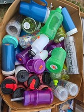 Box Of Assorted Water Bottles And Cups