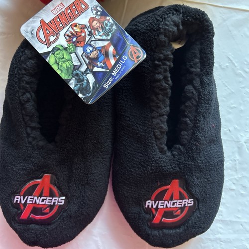 Neu Kinder The Avengers Hausschuhe super weich Fleece gefüttert Größe Medium/Large schwarz - Bild 5 von 5
