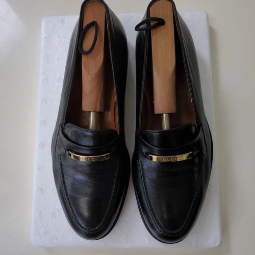 Gucci scarpe eleganti uomo mocassini pelle nero EU41.5 US8 autentiche dal Giappone