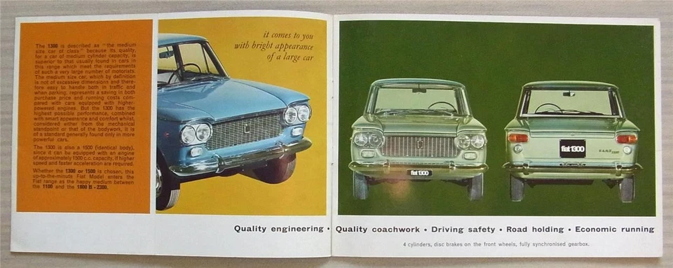 FIAT 1300 & 1500 Car Sales Brochure c1963 #1736 - Image 2 of 4