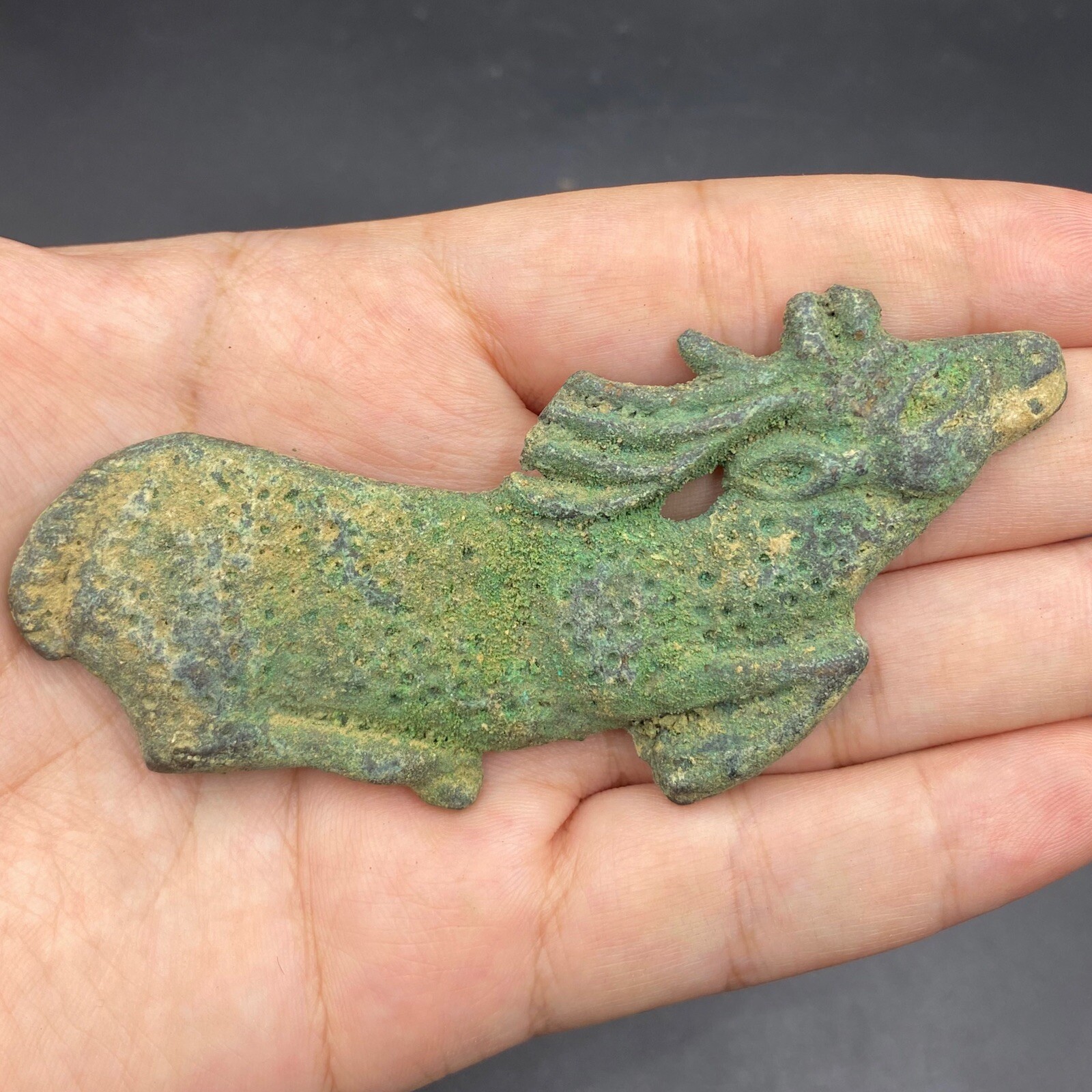 Raro Antiguo Romano Marco Polo Animal Bronce Cinturón Hebilla