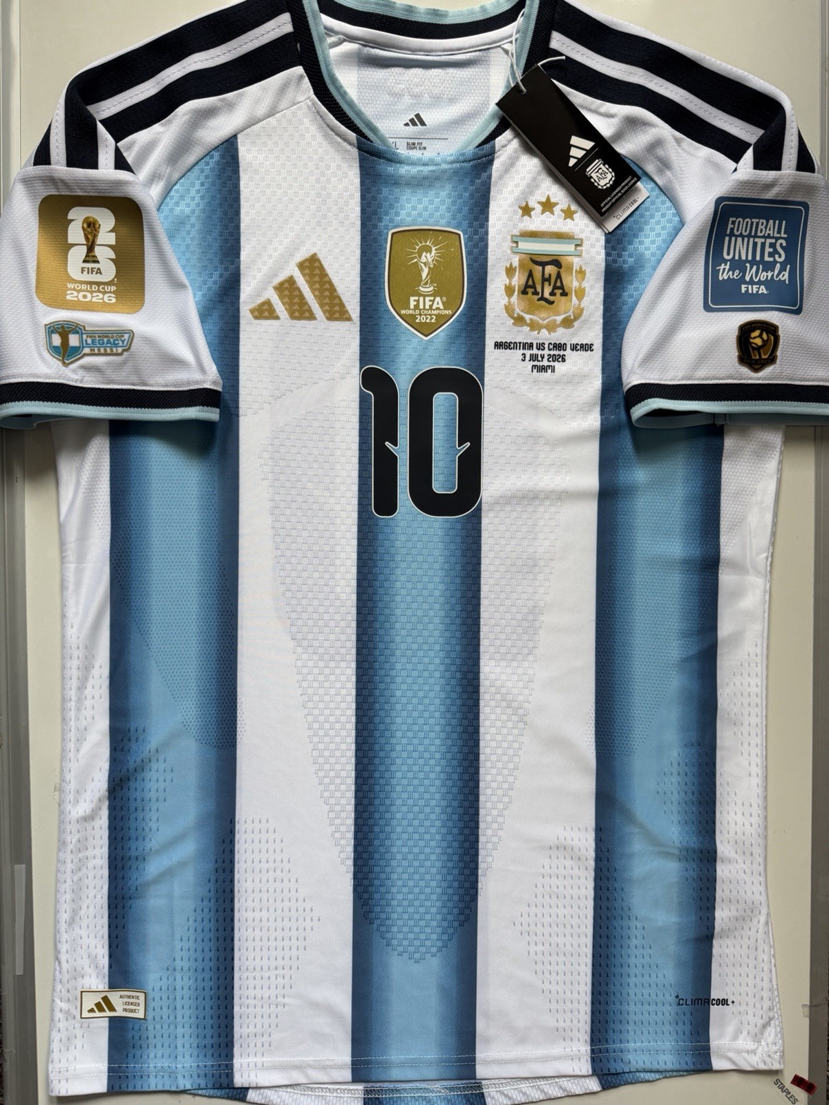Messi #10 Argentina WC 2026 Home Jersey Men’s XL - Argentina vs Cabo Verde Kit