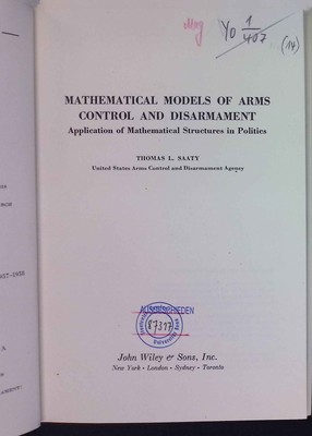Mathematical Models of Arms Control and Disarmament: Application of Mathematical