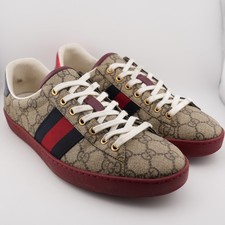 Gucci Beige GG Supreme Canvas Ace Sneakers Si...