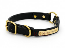MacKenzie-Childs Embossed Black Leather Pet Dog Collar Small New USA Made
