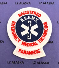 PARAMEDIC EMT NATIONAL REGISTERY (N.R.E.M.T.) WHITE & BLUE PATCH (EMS1) NREMT