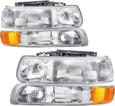 Headlight Assembly Crystal Compatible with 99-02 Chevy Silverado 00-06 Chrome 