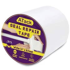 ATack Waterproof Patch and Seal Tape, White, 4 Inches x 10 Feet, Water Barrie
